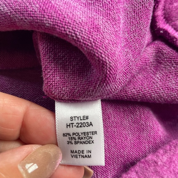 Zenana Hacci Oversized Mock Neck Exposed Reverse Seam Top, Magenta, Large/XL - Picture 5 of 10